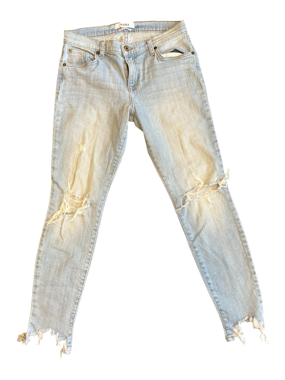 Pistola Audrey Size 27 Light-Wash Distressed Skinny Jeans
